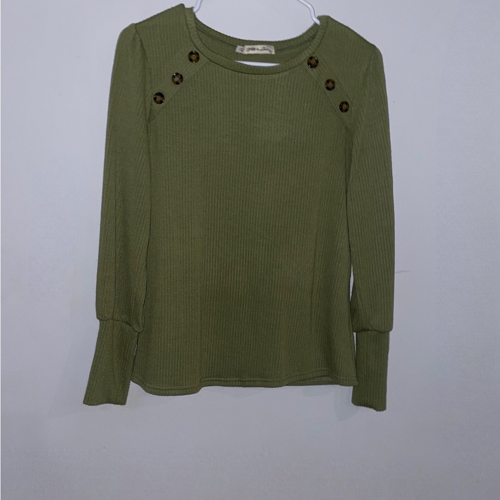 Olive Green Button-Detail Women's Top